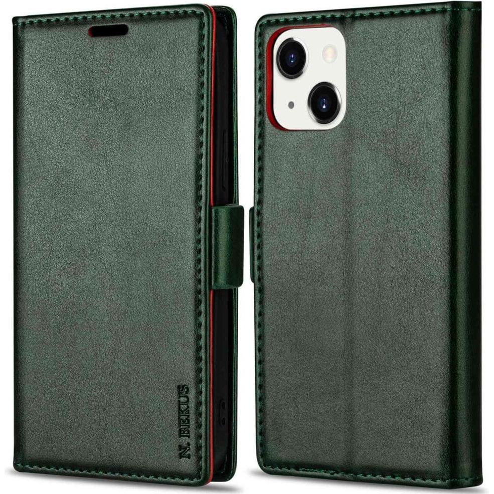 N.Bekus iPhone 14 Plus - Flip Case Hülle grün (Apple iPhone 14 Plus), Smartphone Hülle, Grün