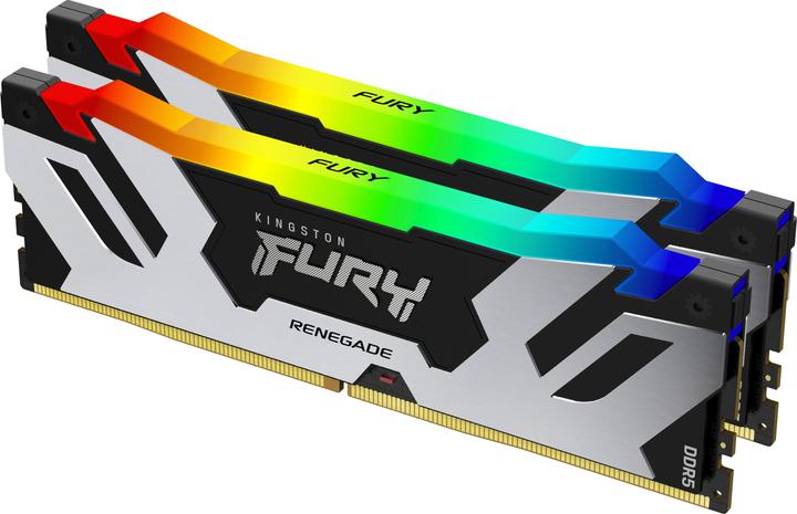 Produktbild Kingston 48GB 8000MT/s DDR5 CL38 DIMM Kit of 2 FURY Renegade RGB Silver (2 x 24GB, 8000 MHz, DDR5-RAM, DIMM)