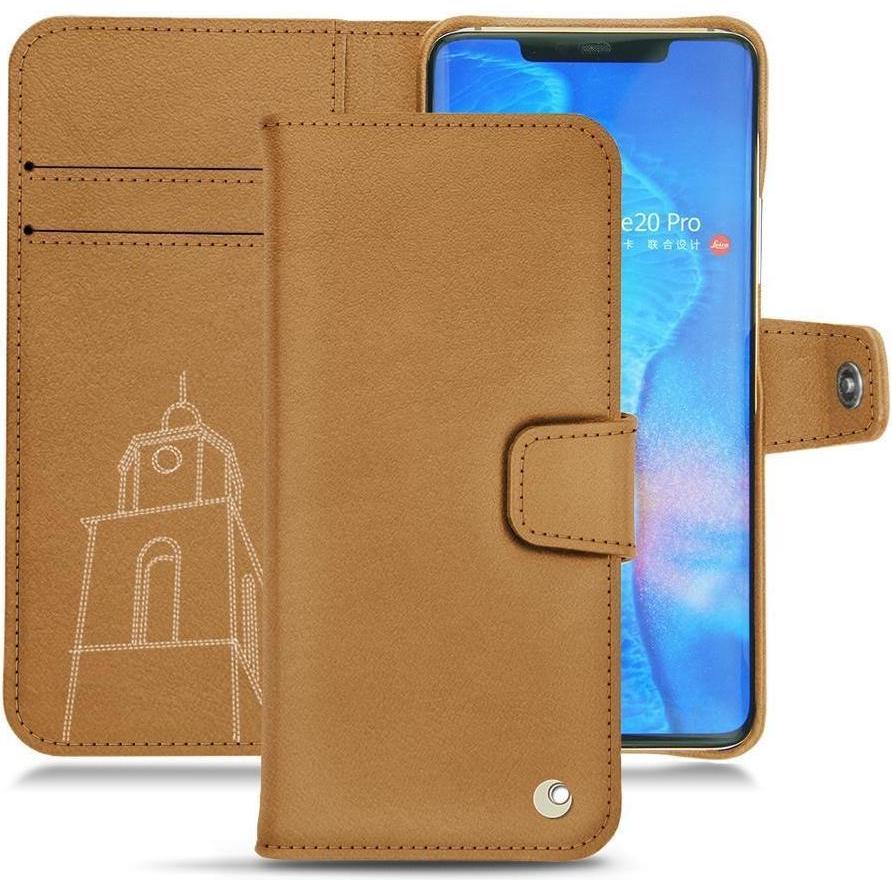 Noreve Lederschutzhülle Wallet (Huawei Mate 20 Pro), Smartphone Hülle, Braun