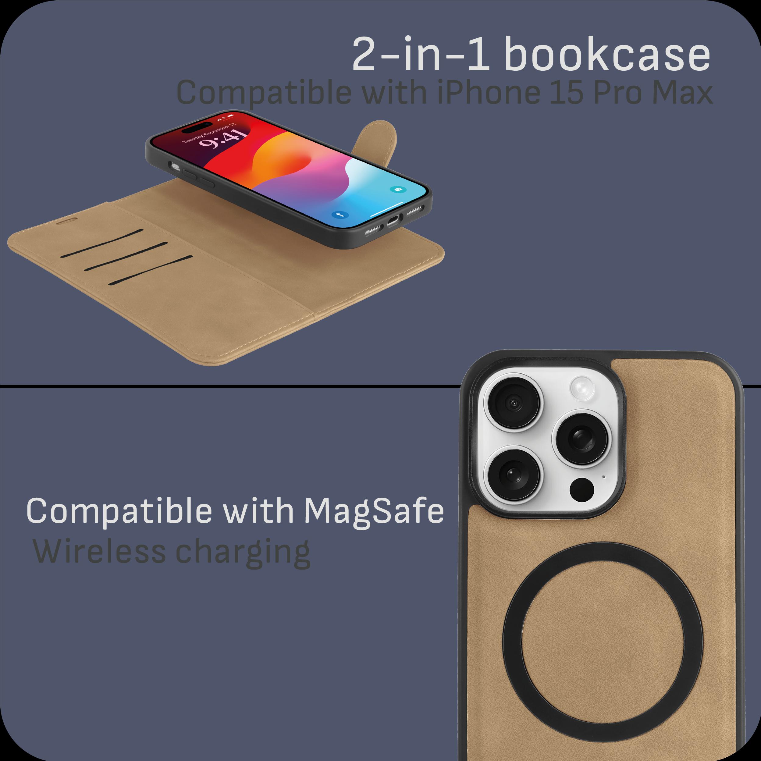 Thumbnail - Cazy Abnehmbare Brieftaschenhülle für iPhone 15 Pro Max, Abnehmbare Hülle, Magfit, 2-in-1-Design (Apple iPhone 15 Pro Ma...