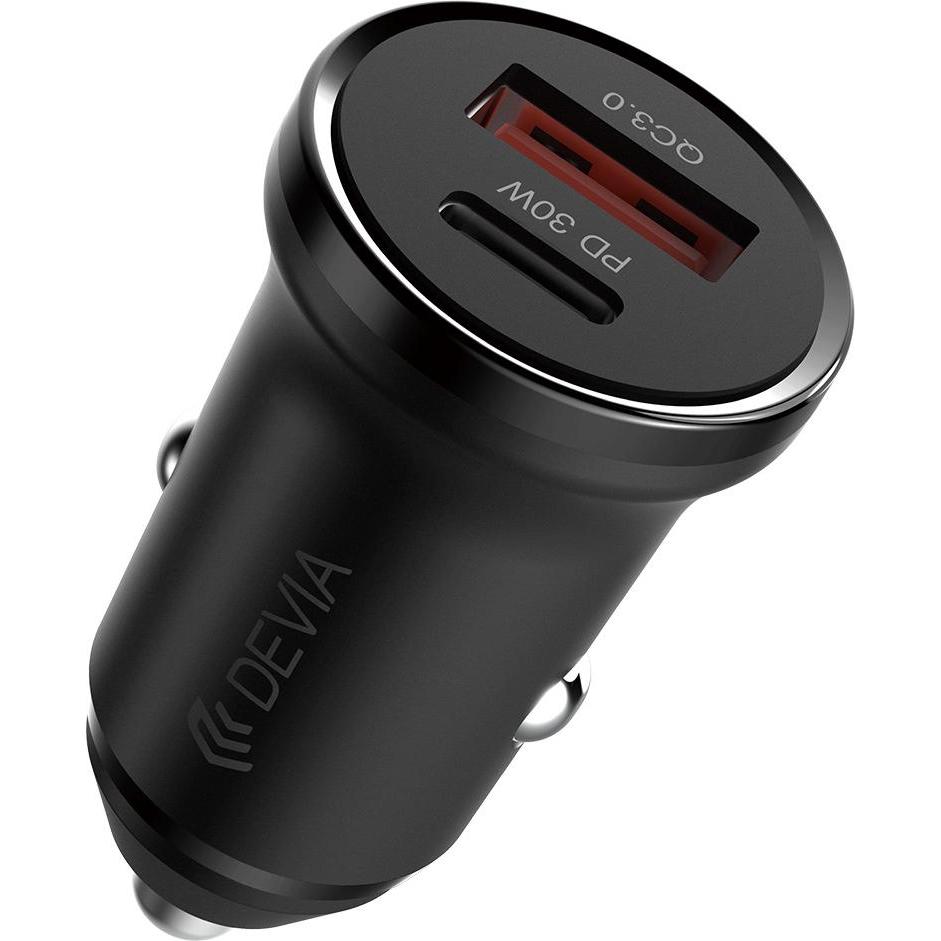 Devia car charger Smart Mini PD QC 3.0 30W 1x USB 1x USB-C white, Adattatore per auto, Bianco