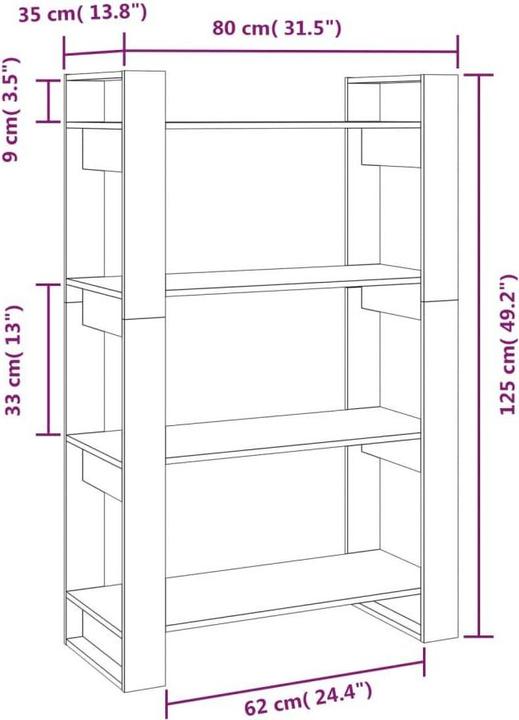 Produktbild vidaXL Bücherregal (80 x 35 x 125 cm)