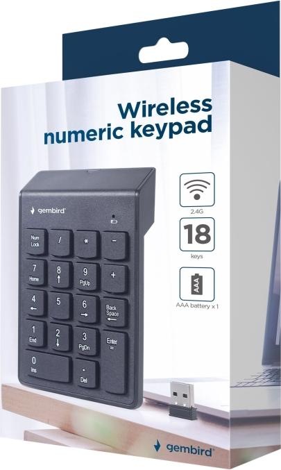 Produktbild Gembird KPD-W-02 Wireless numeric keypad (Eng. Int., Kabellos)