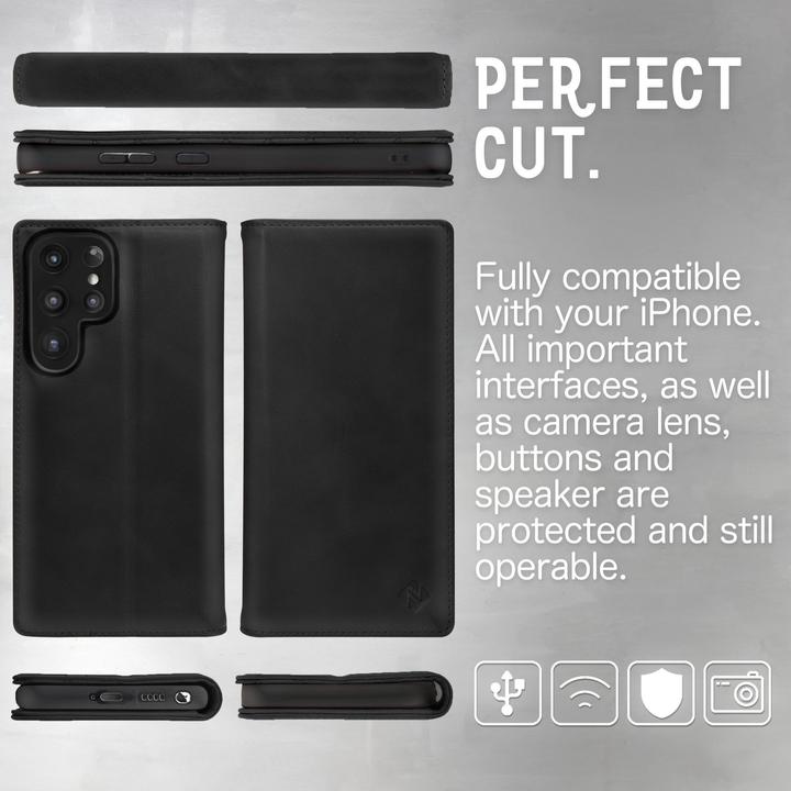 Produktbild Nalia Echt Leder Flip Case Hülle mit Magnetverschluss (Samsung Galaxy S23 Ultra)