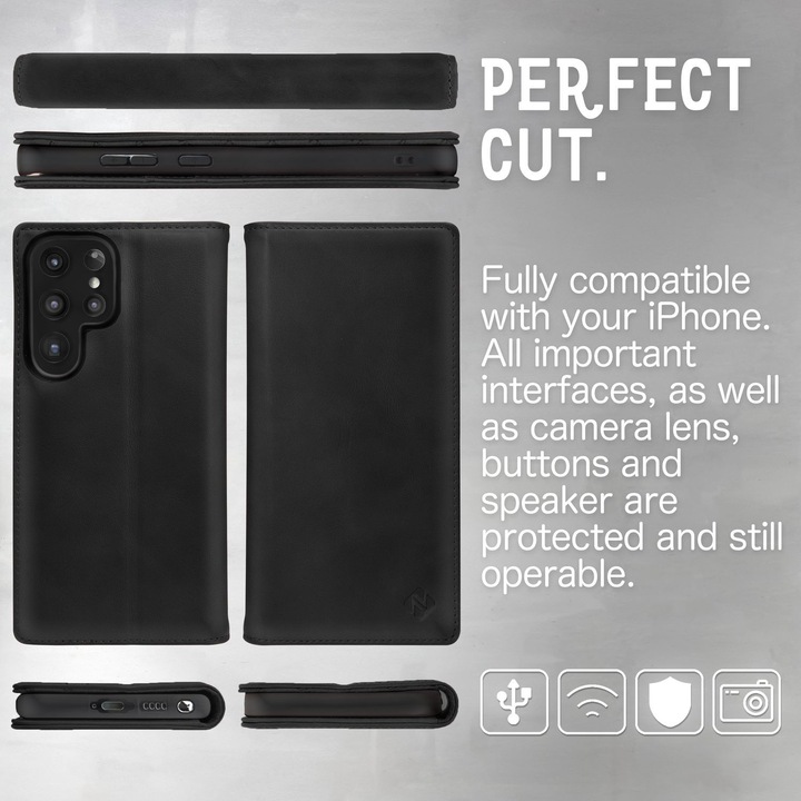 Produktbild Nalia Echt Leder Flip Case Hülle mit Magnetverschluss (Samsung Galaxy S23 Ultra)