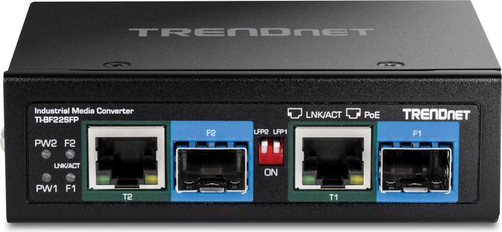 Produktbild Trendnet TI-BF22SFP Medien Konverter 2-Port Industrial SFP zu Gigabit PoE++
