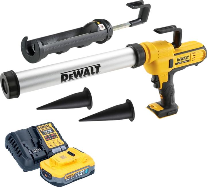 Image du produit DeWalt DCE 581 H1K Pistolet à cartouche sans fil 18 V 310 ml + 1x Powerstack batterie 5,0 Ah + chargeur +