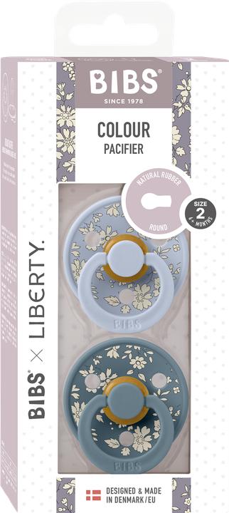Bibs x Liberty Colour Latex Schnuller (rund), Capel Dusty Blue (2 x, 6 - 12 Monate)