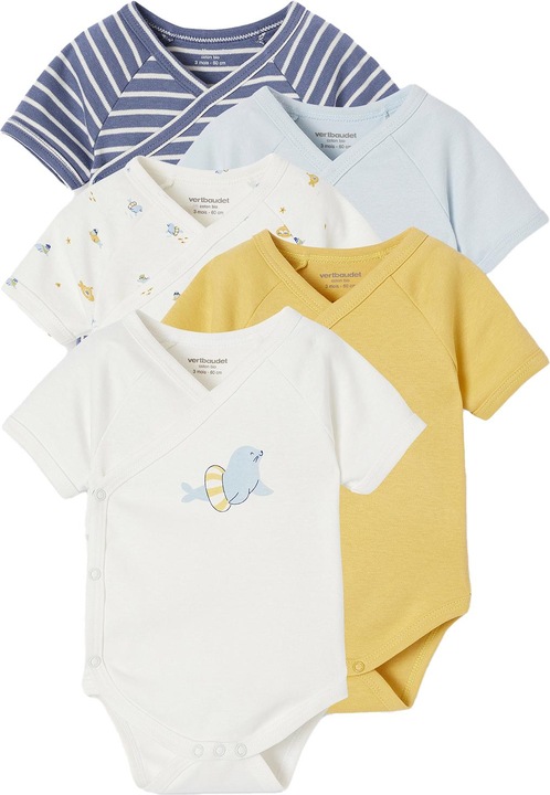 Actual product image Vertbaudet Bio-Kollektion: 5er-Pack Baby Kurzarm-Bodys in Wickelform (62)