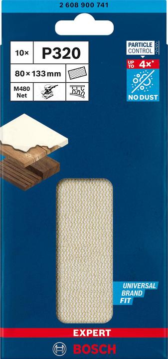 Actual product image Bosch Professional Zubehör EXPERT M480 Sanding net for orbital sanders, 80 x 133 mm, G 320, 10 pcs. (320)