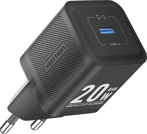 Produktbild Vention Wall charger,, FEPB0-EU, USB-C, 20W, GaN (black) (20 W, 1 Port)