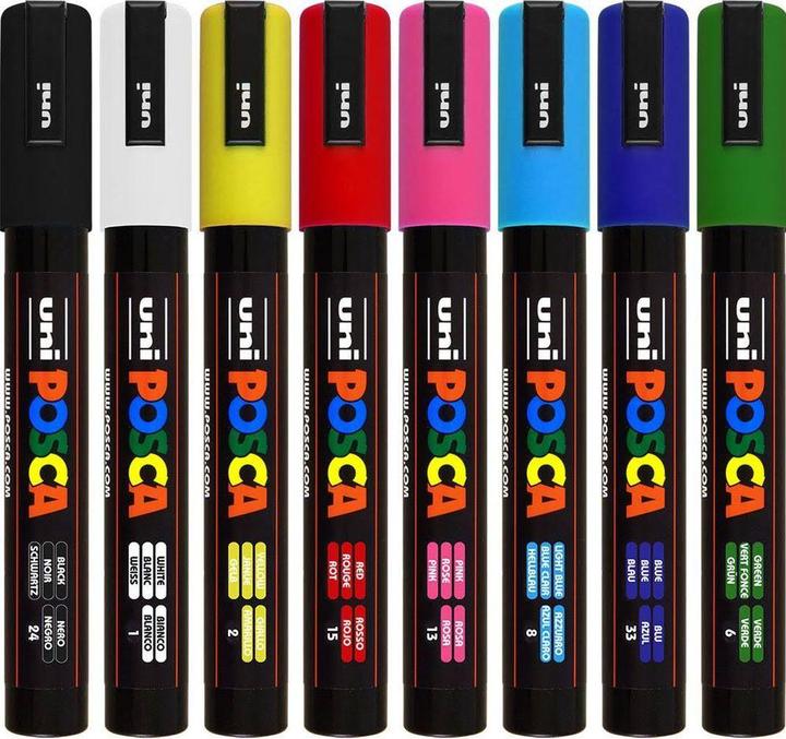 Actual product image Posca Marker PC-5M round tip (Basic colours, 2.50 mm, 8 x)