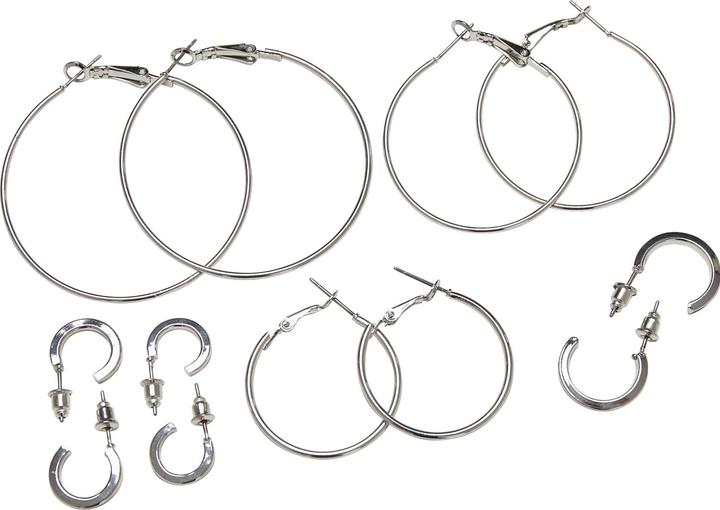 Produktbild Urban Classics Basic Hoop Earrings 6-Pack (Eisen, Rostfreier Stahl)