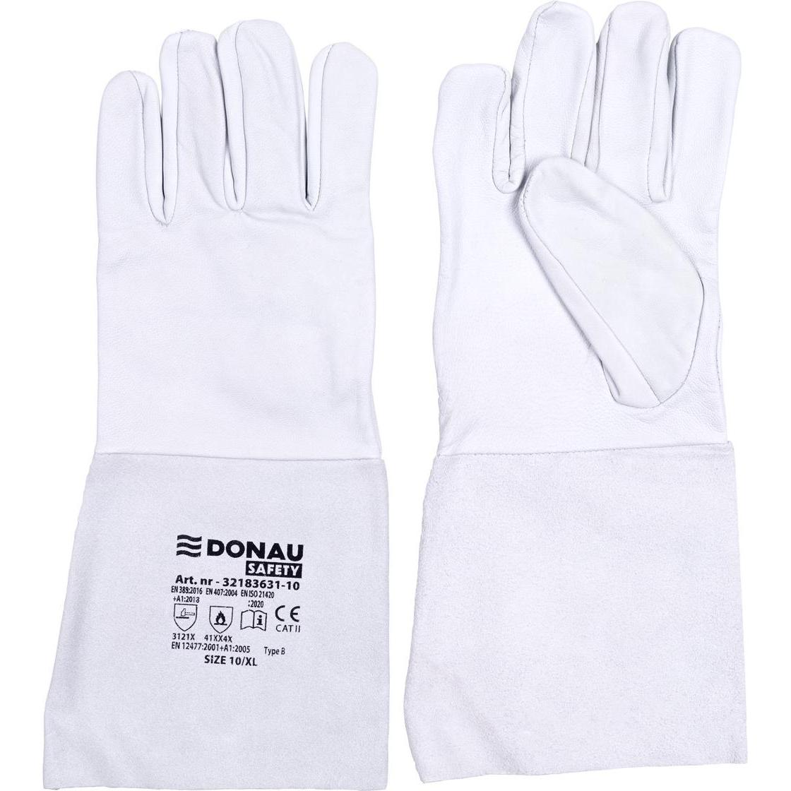 Donau Safety, Guanti di sicurezza, Guanti da lavoro, saldatura TIG, pelle di capra, taglia 11/XXL, bianco&szlig (11, XXL)