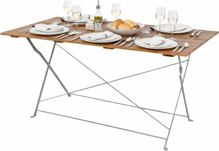 Produktbild Mojawo Biergarten Set Klapptisch + 4 Klappstühle klappbar Stahl Akazieholz 120x60cm (120 x 60 x 74 cm)
