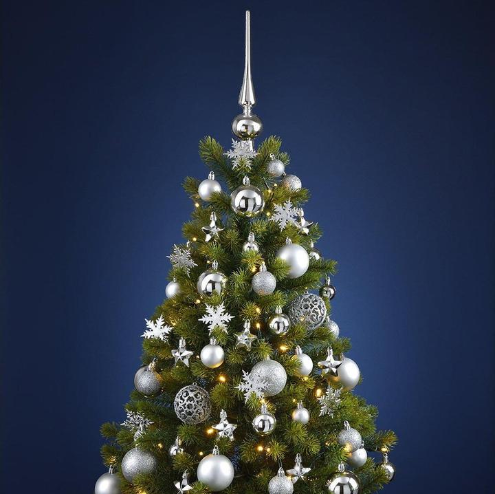 Produktbild G. Wurm Weihnachtskugel-Set aus Kunststoff Silber 111er Set, (B/H/T) 36x23x12cm Ø 3/4/6 cm (111 x)