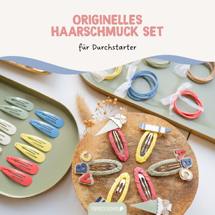 Produktbild Papierdrachen Haar-Accessoires Set Schule Pastell - Set 13