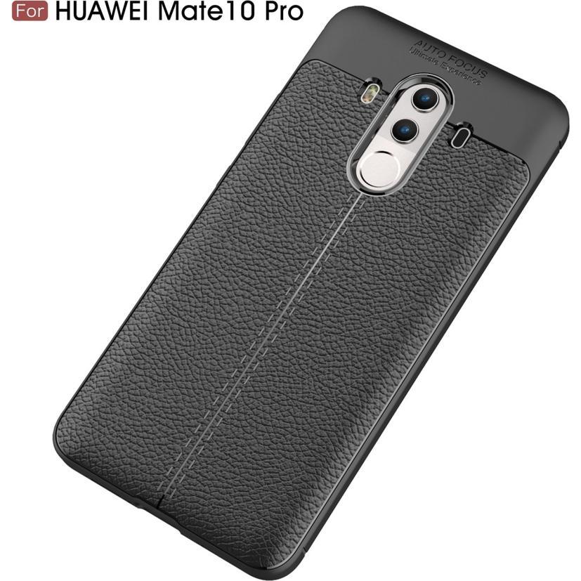 Thumbnail - Screenguard Huawei Mate 10 Pro Hülle Leather Design TPU Cover (Huawei Mate 10 Pro), Smartphone Hülle, Schwarz