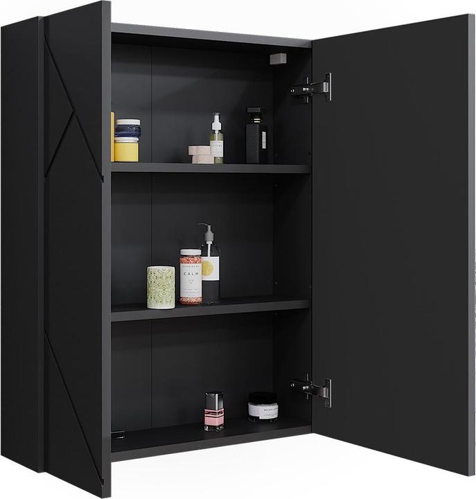 Produktbild Vicco Badspiegelschrank Irma, Anthrazit/Anthrazit Hochglanz/Anthrazit Hochglanz, 60 x 75 cm