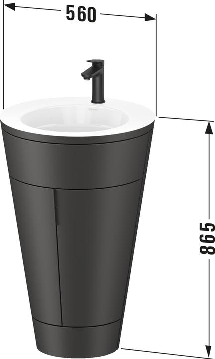 Produktbild Duravit Starck 1 c-bonded Ensemble au sol, rond, 560x864x605mm, lavabos blanc ultra-brillant, poignée (560 mm)