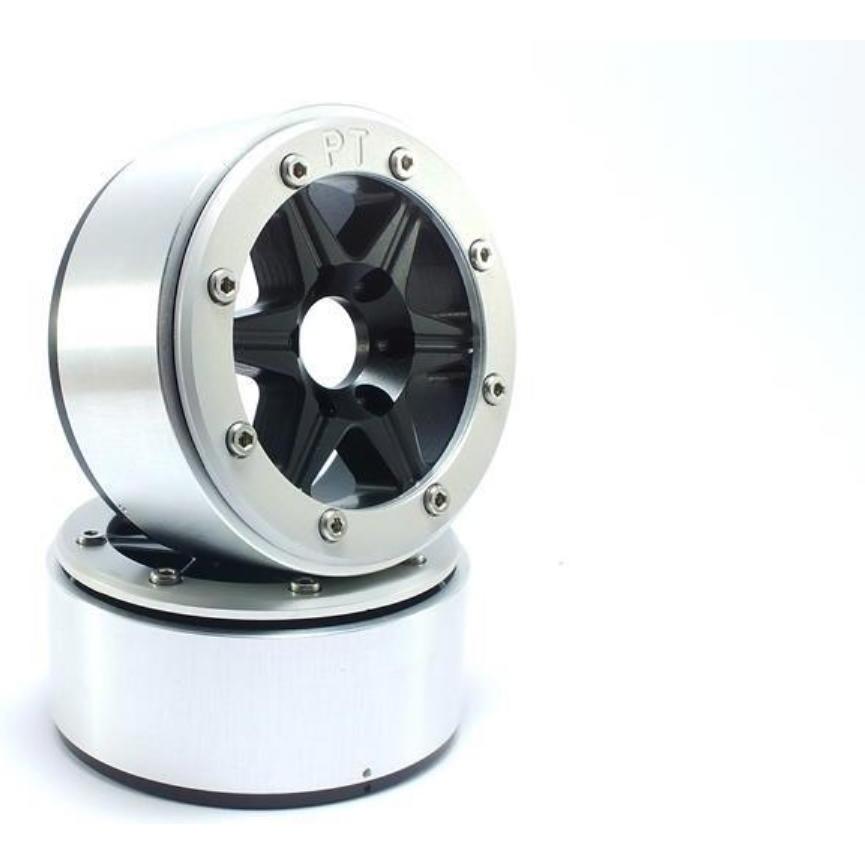 Metsafil beadlock wheels sixstar schwarz/silber 1.9 (2 st.) ohne radnabe