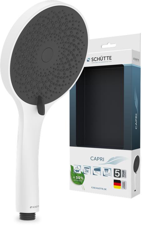 Produktbild Schütte Duschkopf Bad CAPRI Handbrause Weiss matt Anthrazit Wassersparende Dichtung 60294 (3 Strahlarten, 16 l/min)