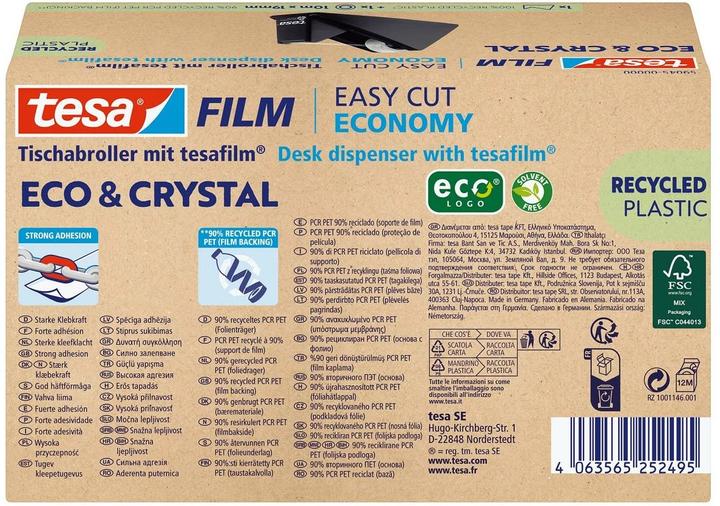 Actual product image tesa tesafilm® ECO & CRYSTAL adhesive film set with robust 10m:19mm incl. table dispenser