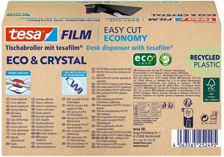 Produktbild tesa tesafilm® ECO & CRYSTAL Klebefilm Set mit robustem 10m:19mm inkl. Tischabroller