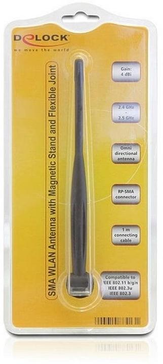 Actual product image Delock SMA WLAN Antenna with Magnetic Stand and Flexible Joint 4 dBi (Wi-Fi)