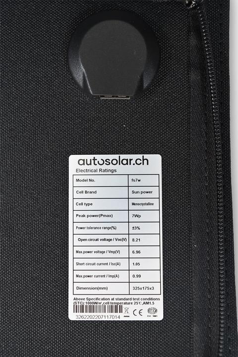 Actual product image Autosolar 7 Watt solar panel with USB connection (7 W, 0.17 kg)