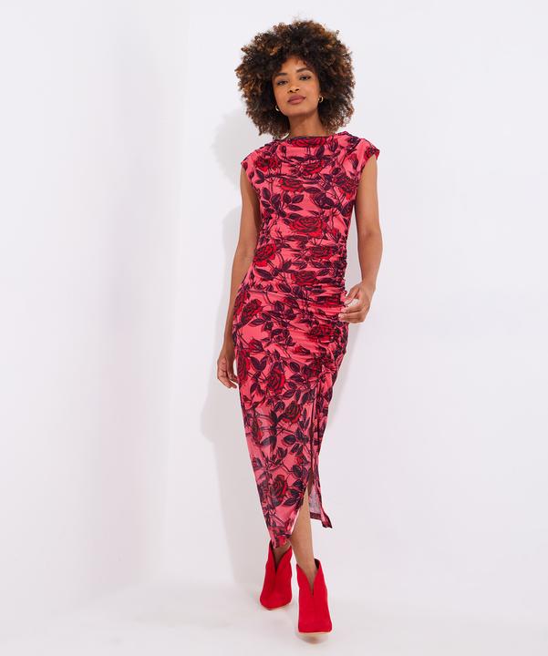 Actual product image Joe Browns Rouched Floral Mesh Midi Dress (44)