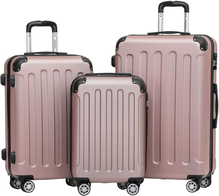 Actual product image Beibye Twin Wheels 3pcs Travel Case Pink Gold Colours