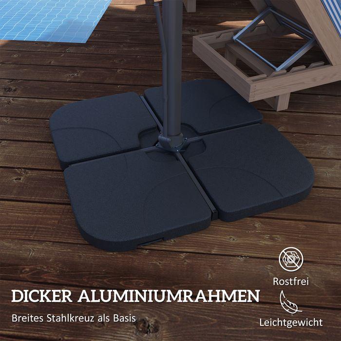 Produktbild Swisshandel24 Alu Ampelschirm 3x3 m 360° drehbar Ständer neigbar höhenverstellbar, Hellgrau (2.97 m)