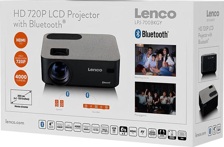 Actual product image Lenco LPJ-700BKGY (HD, 85 lm)