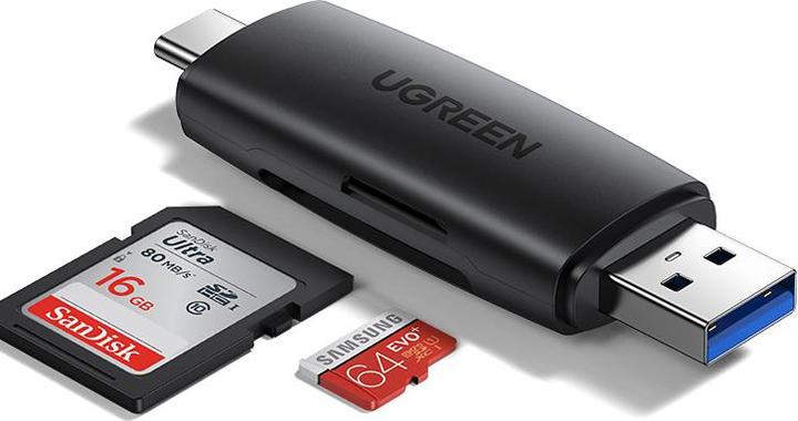 Actual product image Ugreen CM304 USB + USB-C Adapter Card Reader SD + microSD (black) (USB-C)