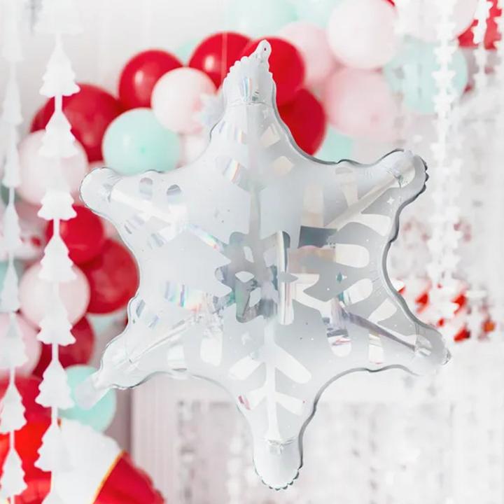 Actual product image Partydeco Foil balloon Snowflake, 64x66 cm, holographic (1 pkt / 1 pc.) (1 Piece)