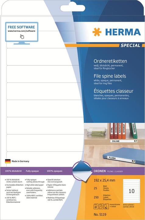 Produktbild HERMA Ordneretiketten A4