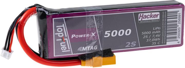 Hacker TopFuel LiPo Battery 5000mAh 7.4V 2S 35C MTAG (7.40 V, 5000 mAh)