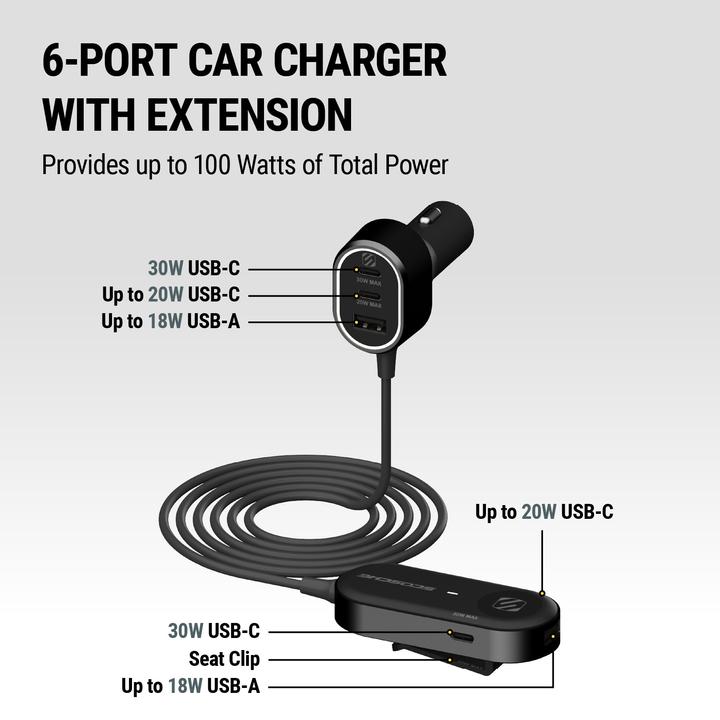 Produktbild Scosche 100W Multi-Port Autoladegerät Charging Hub