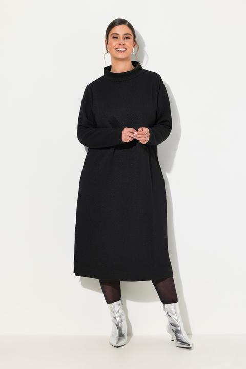 Produktbild Ulla Popken Sweatkleid, Metallic-Effekt, Stehkragen, Langarm (58)