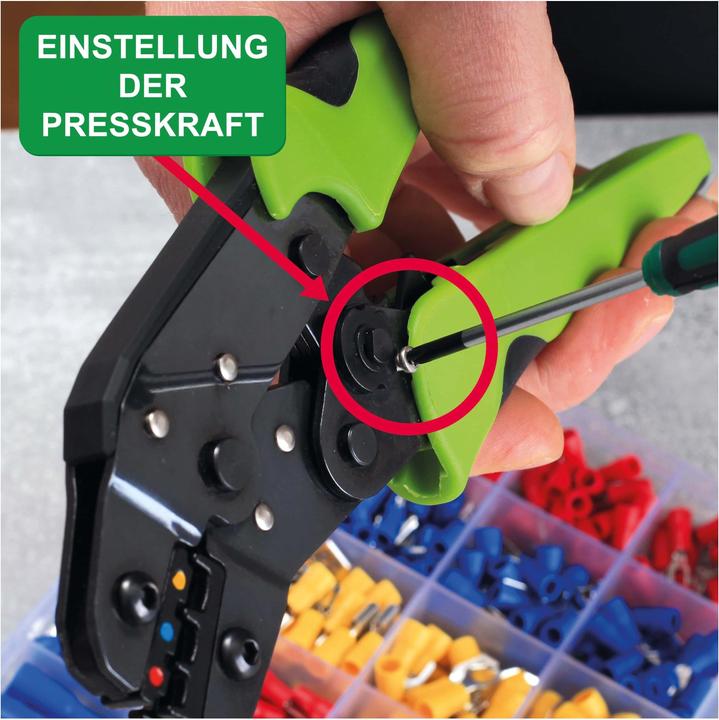 Actual product image Quadrios Multi-function crimping pliers for insulated cable lugs with crimp connector set