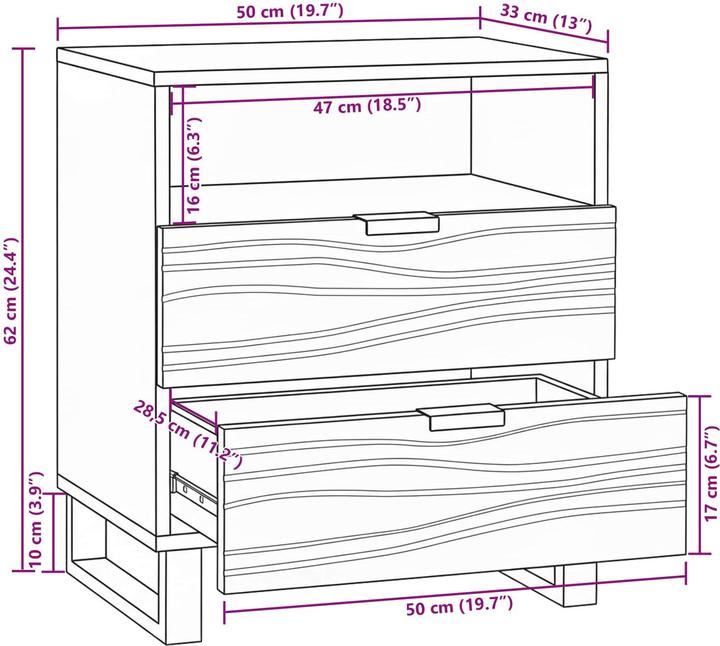 Actual product image vidaXL Nachttisch (33 x 50 x 62 cm)