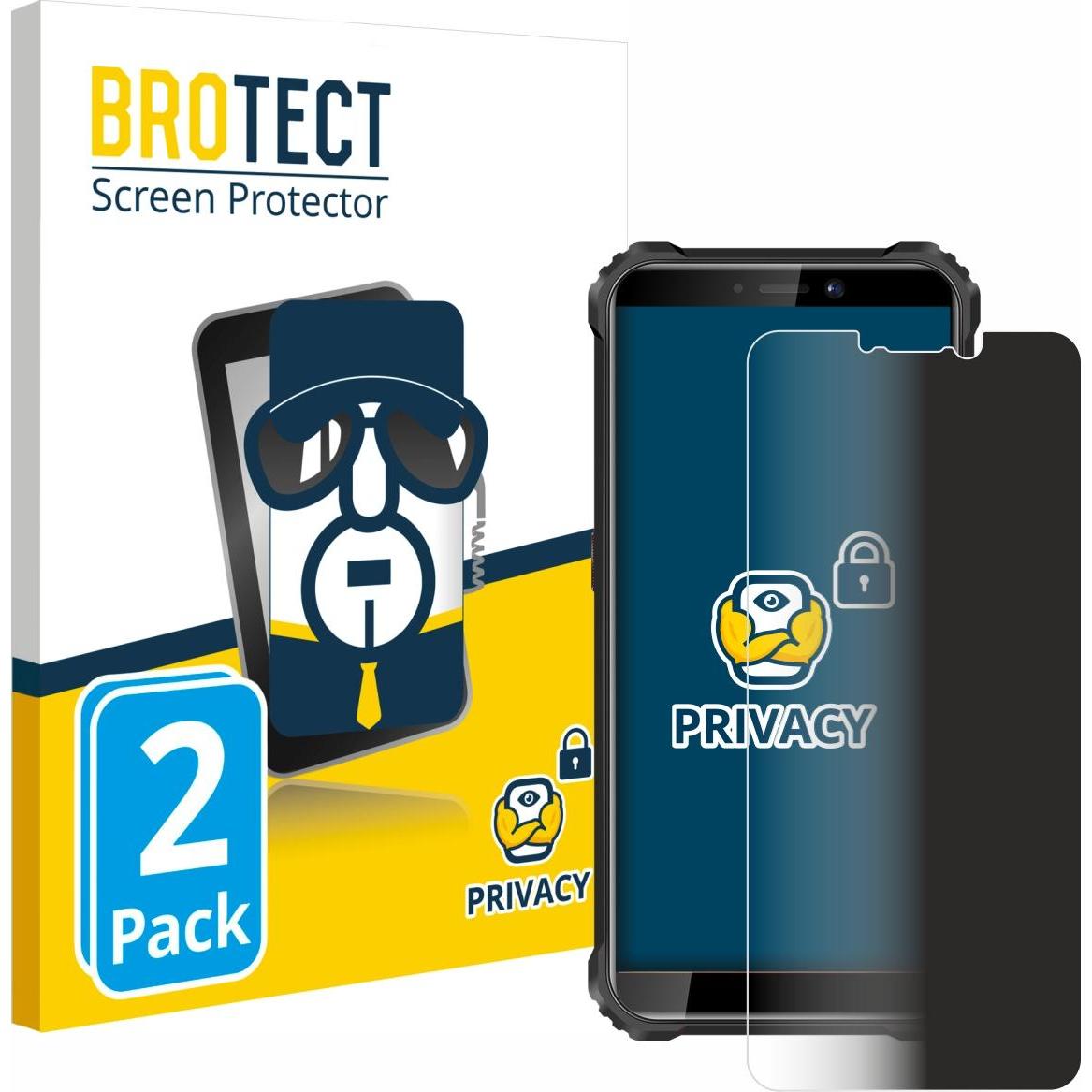 BROTECT Sichtschutzfolie Anti-Spy Privacy Folie Blaulicht-Schutz (2 Stück, Oukitel WP5), Smartphone Schutzfolie, Blau