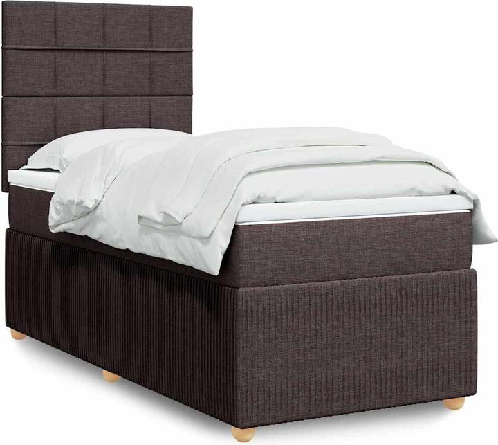 Produktbild VidaXL Boxspringbett Polsterbett Bett mit Matratze Dunkelbraun 80x200cm Stoff (80 x 200 cm)