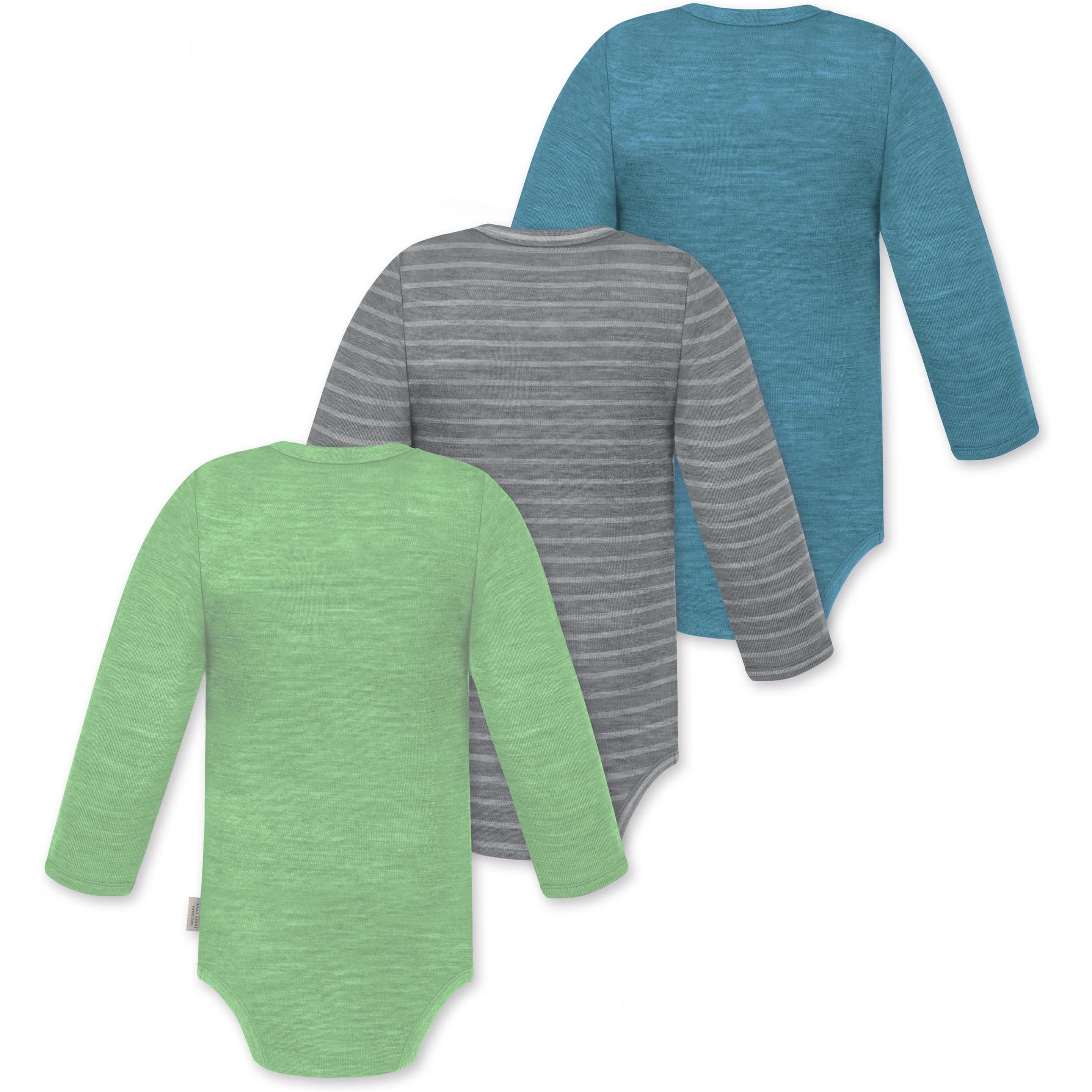 Thumbnail - Normani, Herren, Body, 3er Pack Baby Merino Langarmbody „Tuai" - 9403, Blau, (62)