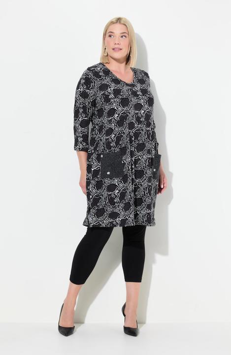 Produktbild Ulla Popken Longshirt, A-Linie, Blumendruck, 3/4-Ärmel (56)
