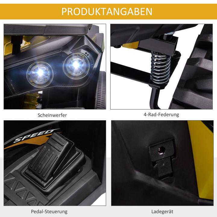 Image du produit Homcom Quad électrique ATV Véhicule pour enfants avec feux avant LED et MP3 USB (12 V)