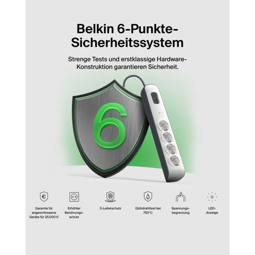 Actual product image Belkin Steckdosenleiste 4-fach 2 Meter Netzkabel BSV400vf2M-V2 (4x, CEE 7/3, 2 m)