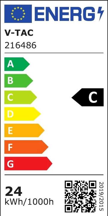 Energie-Label V-TAC VT1524 Wasserdichte LEDArmatur XSerie 1200mm 24W 6500K 160lmW (3840 lm)