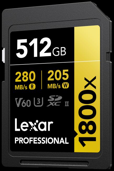 Actual product image Lexar Professional 1800x (512 GB, SDXC, U3, UHS-II)